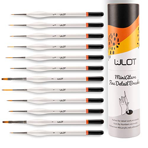 WLOT Detail Paint Brush Set 12 PCS Paint Brushes Set Miniature Artist Painting Brushes for Paintings Art Acrylic Miniature Art Brushes for Watercolor  Oil