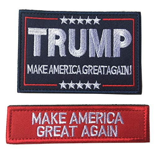 Trump Make America Great Tactical Morale Patch Hook and Loop Fastener Backing Emblem (B-red)