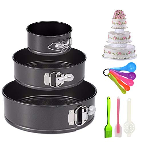 Springform Pan Set 3PCS Round Baking Pans  4" 7" 9"  Non-Stick Springform Pan with Removable Bottom Cake Pans Set Detachable Bakeware Chseecake Pans for Pizzas Quiches Enthusiast