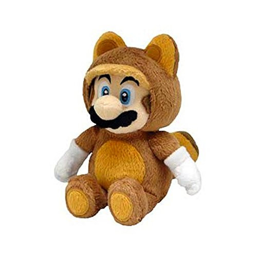 Sanei Super Mario Raccoon Tanooki 8" Mario Plush Doll