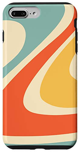 iPhone 7 Plus 8 Plus Retro Liquid Swirl Abstract Pattern Orange-Light Sage Green Case