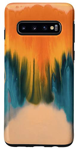 Galaxy S10 Tie Dye Paint Swirl Orange  Blue and Cream Case