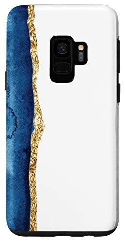 Galaxy S9 Modern Navy Blue Watercolor Stripe Paint Artistic Phone Case