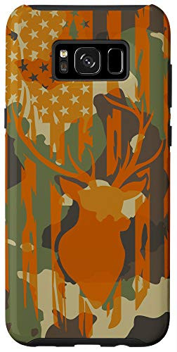 Galaxy S8Plus Deer Buck with Flag on Camo with Orange Background Case Case