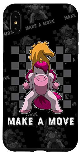 iPhone XS Max Chessboard Pattern With Unicorn Knight Piece - Chess Case