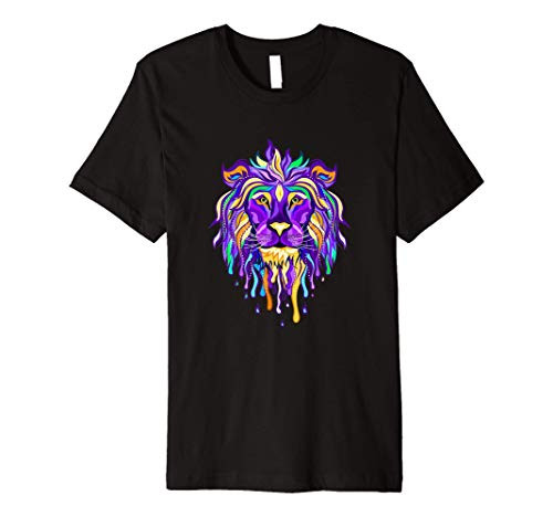 Abstract lion dripping colorful paint Premium T-Shirt