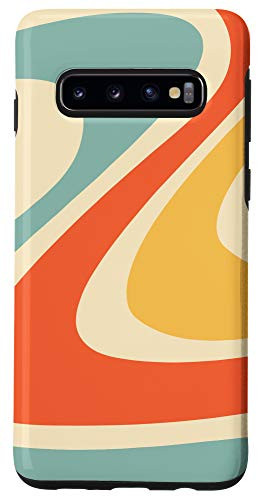 Galaxy S10 Retro Liquid Swirl Abstract Pattern Orange-Light Sage Green Case
