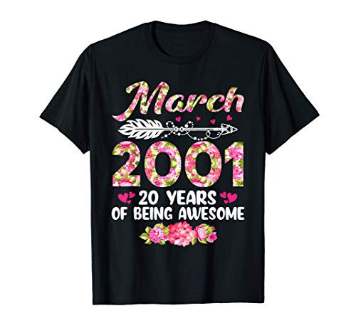 Cute March 2001 20th Birthday Gifts Shirt 20 Years Old T-Shirt