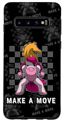 Galaxy S10 Chessboard Pattern With Unicorn Knight Piece - Chess Case