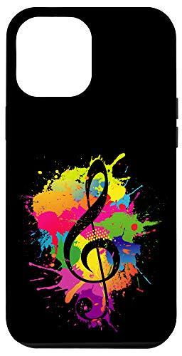 iPhone 12 Pro Max Treble Clef Colorful Paint Splatters Music Theory Case