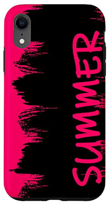 iPhone XR Summer Name Cool Modern Girly Pink Paint Brush Stroke Black Case