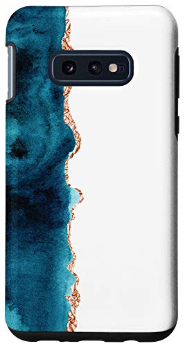 Galaxy S10e Unique Teal And Black Watercolor Stripe Paint Artistic Phone Case
