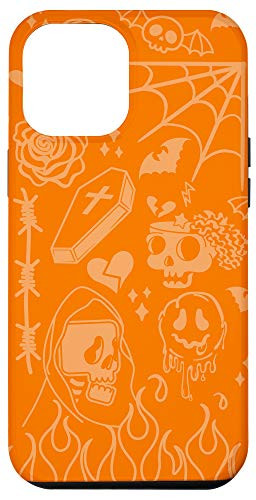 iPhone 12 Pro Max Melting Happy Face Smile Doodle Graffiti Flames Y2K Orange Case