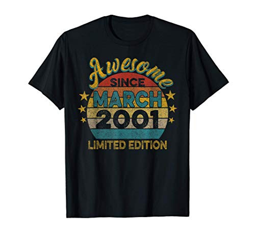 Born in March 2001 20th Birthday 20 year old Decoration T-Shirt