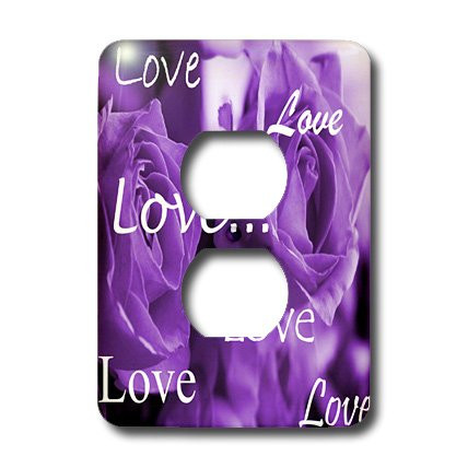 3dRose lsp_6918_6 Three Dusty Purple Roses With Love 2 Plug Outlet Cover Multicolor