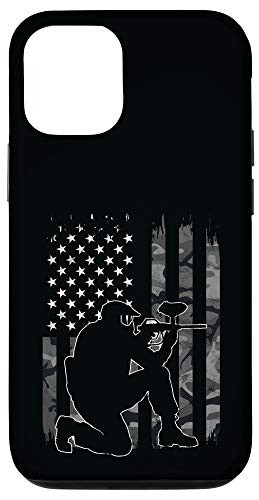 iPhone 12 12 Pro Vintage Paintball Camouflage USA American Flag Paintballer Case