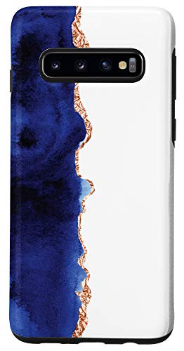 Galaxy S10 Minimal Royal Blue Watercolor Stripe Paint Artistic Phone Case