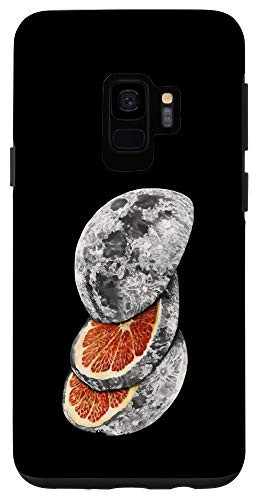 Galaxy S9 the moon illustrated as slices of an orange Case