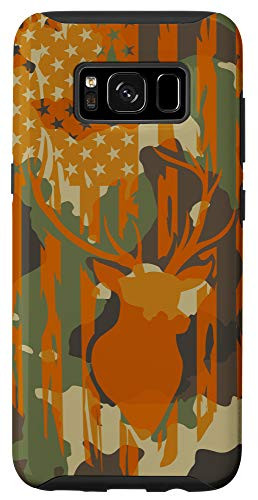 Galaxy S8 Deer Buck with Flag on Camo with Orange Background Case Case