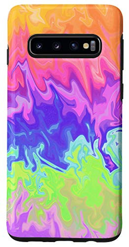 Galaxy S10 Orange Pink Green Purple Trippy Abstract Paint Drip Case