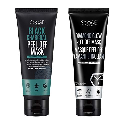 Soo'AE Peel Off Mask Duo - Black Charcoal for Pore Care  and  Diamond Glow for Brightening