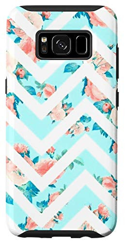 Galaxy S8 Boho Spring Summer Chevron Teal Floral Botanical Fun Garden Case