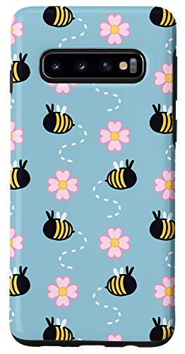 Galaxy S10 Cute Honey Bees and Pink Blossoms Garden-Themed Design Case