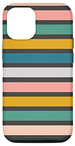 iPhone 12 12 Pro Minimalist Modern Color Bars Blue Green Peach Charcoal Gray Case