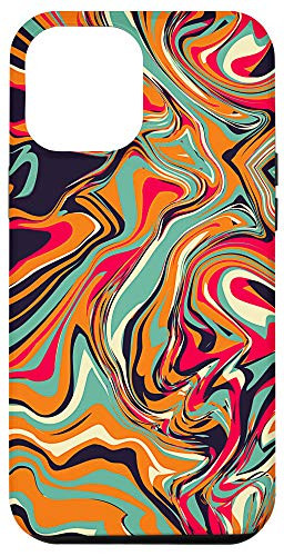 iPhone 12 Pro Max Abstract Retro Color Swirl Paint Fluid Pour Pattern Case