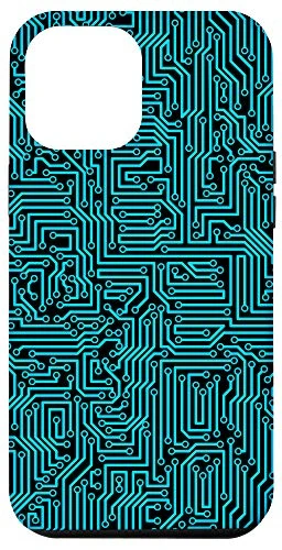 iPhone 12 Pro Max Computer Circuit Board Sci-fi Gamer Pattern Blue Case