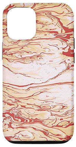 iPhone 12 12 Pro Stylish Salmon  and  Cream Paint Swirl Protective Smartphone Case