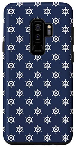 Galaxy S9Plus Cute Nautical Navy Blue  and  White Ship's Wheel Pattern Case