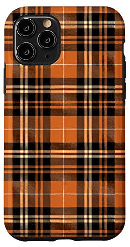 iPhone 11 Pro Halloween Black  and  Pumpkins Orange Plaid for Fall - Autumn Case