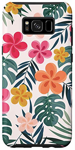 Galaxy S8Plus Bright Pink Orange Plumeria Hawaiian Tropical Flowers Floral Case