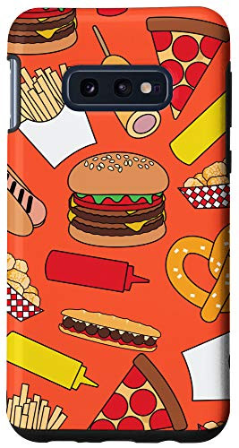 Galaxy S10e Food Pattern Burger Pepperoni Pizza Fries Hot Dog Orange Case