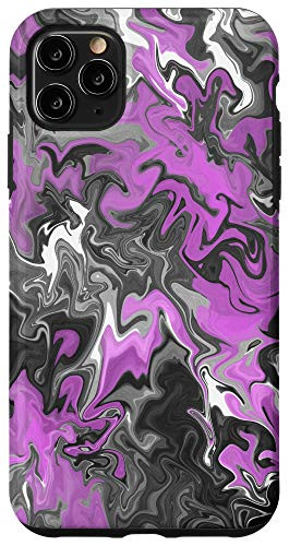 iPhone 11 Pro Max Trippy Abstract Paint Drip in Pink  Gray   Grey  and Black Case