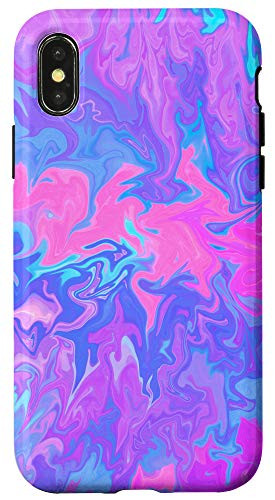 iPhone X XS Blue Pink Purple Trippy Abstract Paint Drip Splash Runny Case