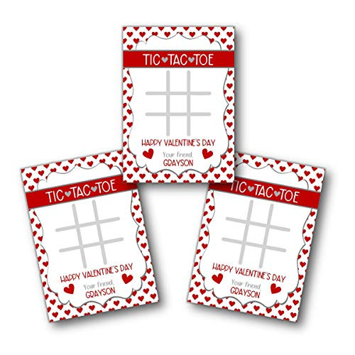 Red Tic Tac Toe Game Valentine's day cards for Kids