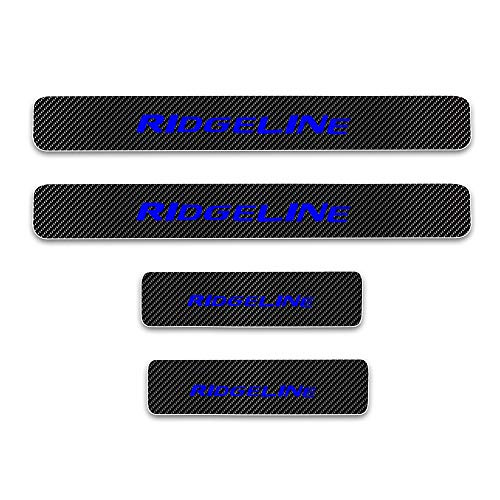 For Honda Ridgeline Door Sill Protector Reflective 4D Carbon Fiber Sticker Door Entry Guard Door Sill Scuff Plate Stickers Auto Accessories 4Pcs Blue
