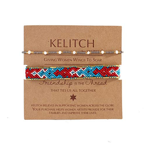 KELITCH 2Pcs Shell Pearl Miyuki Seed Beads Strand Bracelets Handmade Boho Friendship Bangle Cuff New Jewelry Gifts for Women