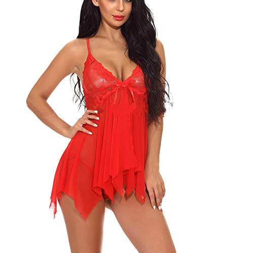 ONHUON Babydoll Lingerie for Women Women Front Closure Lingerie Mesh Lace Babydoll V Neck Sleepwear Strap Chemise Red ONHUON Babydoll Lingerie for Women Women Front Closure Lingerie Mesh Lace Babydoll V Neck Sleepwear Strap Chemise Red