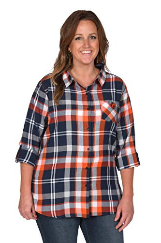 NCAA Womens UG Apparel Auburn Tigers Boyfriend Plaid  1X  Navy Orange