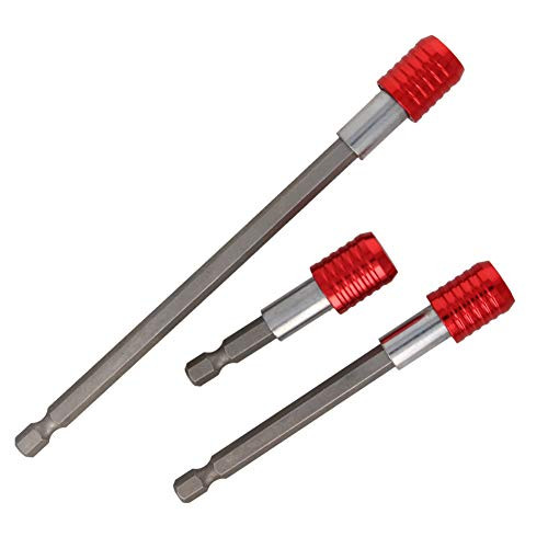 Utoolmart Extension Extend Socket Drill Bit Holder  Magnetic Hex Screwdriver Power Tools 2.4 4  6-inch Length 1 4 inch-Hexagon Drill Red 3pcs