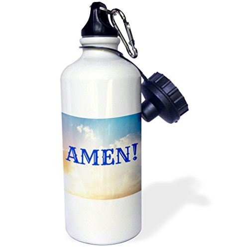 3dRose Amen Blue Lettering on Picture of Sky Background-Sports Water Bottle, 21oz (wb_200654_1), 21 oz Multicolor 3dRose Amen Blue Lettering on Picture of Sky Background-Sports Water Bottle, 21oz (wb_200654_1), 21 oz Multicolor