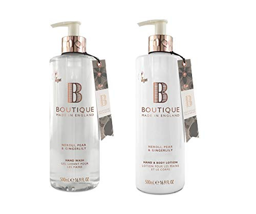 Boutique Neroli  Pear  and  Gingerlily Vegan Hand Duo Gift Set 1 x 500ml Hand Wash  1 x 500ml Hand  and  Body Lotion