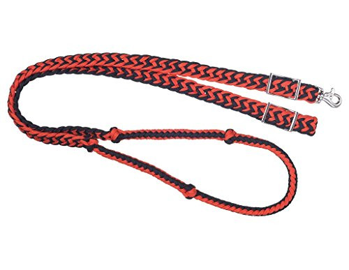 Tough 1 Knotted Cord Roping Reins  Orange Black