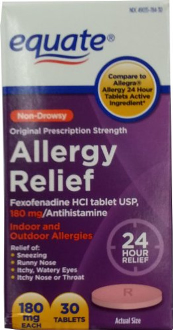 Equate - Allergy Relief - Fexofenadine 180 mg  30 Tablets  Compare to Allegra Allergy