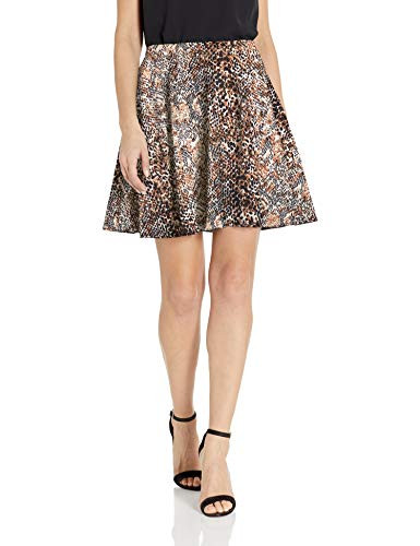 Star Vixen Women's Full Short Ponte Knit Skater  Brown Python  Medium