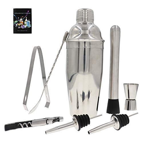 Cocktail Shaker 8 Pieces Mixology Bartender Kit  25oz Stainless Steel Bar Set With Bar Accessories Martini Drink Shaker Muddler Jigger Cocktail Set For Bartender Gifts