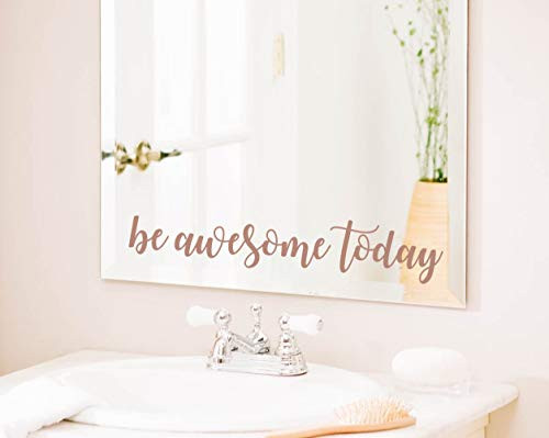 Be Awesome Today Quote Mirror Sticker, Motivational Lettering Saying Quotes for Office Wall Decal, Positive Mirror Laptop Sticker Home Wall Art, Brown Gold